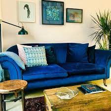 The Austen Sofa Looking So Very Cool In Blue Velvet Mybigbrassbed Velvet Blue Velvetsofa Vintagehomedecor Home Decor Home Vintage Home Decor
