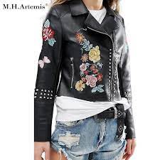 This Black Embroidered Motorcycle Jacket Is A Beautiful Fashion Fusion Of Tough And Feminine In One Pi Coats Jackets Women Leather Jacket Leather Jackets Women