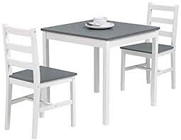 These sets include sturdy tables with plenty of spaces for guests and tableware. Amazon Com Mecor 3 Pc Wood Kitchen Dining Table Set Solid Wood Square Table With 2 Chairs For Kitchen Dining Room Furniture Grey Table Chair Sets