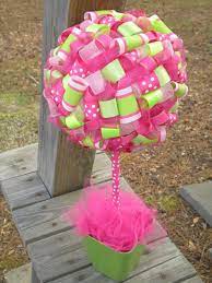 So Cute Ribbon Topiary Topiary Centerpieces Strawberry Shortcake Birthday