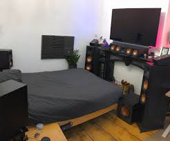 If you have a long and narrow room then placing your tv in the corner of the smaller wall can also be a great way to make it visible from every corner of the room. My Small Bedroom Home Theater Hometheater
