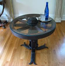 Vintage Wagon Wheel Iron Side Table Wagon Wheel Wagon Wheel Table Wooden Wagon Wheels