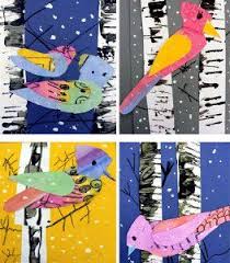 Winter Bird Art Lesson Winter Art Projects Elementary Art Projects Winter Art Lesson