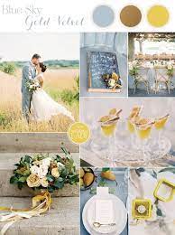 Sky Blue And Gold Velvet California Summer Wedding Ideas Summer Wedding Colors Wedding Inspiration Summer Sky Blue Weddings