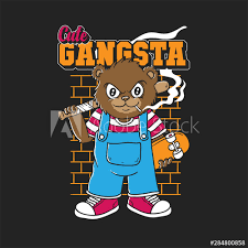 Break out your top hats and monocles; Cute Bear Skateboard Gangsta Illustration Stock Vector Adobe Stock