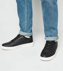 Black Leather Look Lace Up Trainers New Look