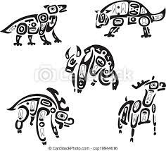Native american spirit animal drawings. Native Indian Shoshone Tribal Drawings Animals Vector Set Canstock