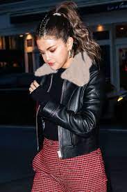 Selena Gomez Stylish Fur Leather Jacket Selena Gomez Dress Selena Gomez Outfits Selena Gomez Hair
