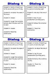 English Worksheet Cued Dialogs To Practice Inviting People And Refusing Accepting Invitations Dialogue Writing Worksheets Teaching English