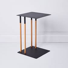 Steel And Wood Slide Under Sofa Table In 2020 Sofa Table Wood Home