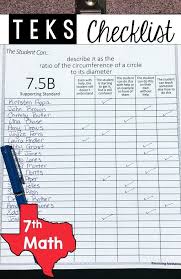 This Teks Checklist Was The Perfect Data Tracker For My 7th Grade Math Students I Loved Having This St Teks Checklist Math Teks Maths Activities Middle School