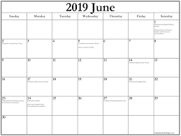 June 2019 Holidays Calendar Template June 2019 Calendar National Day Calendar Calendar June