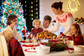 This printable game can be played with as few or as many players as you want because if any christmas lingo is used during the party, anyone who hears it must put their thumb on the table. Family With Kids Having Christmas Dinner At Tree Buffalo Healthy Living Magazine