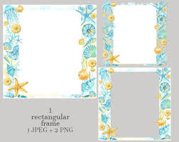 Underwater Watercolor Frame Sea Life Border Nautical Frame Circle Rectangular Frame Summer Vacation Frame Frame Sea Life Sea Life Border