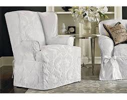 Sure Fit Matelasse Damask T Cushion Wingback Slipcover Wayfair In 2020 Slipcovers For Chairs Furniture Slipcovers Dining Chair Slipcovers