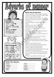 Adverbs Of Manner Worksheet Adverbs Grammar Worksheets Worksheets