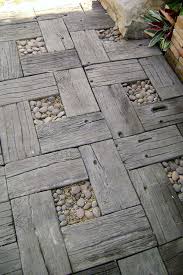 Wood Grain Concrete Pavers Garden Paths Backyard Backyard Landscaping