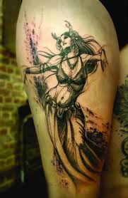 Graceful Dancer Tattoos Sketch Style Belly Dancer By L Oiseau Dancer Tattoo Dance Tattoo Tattoos