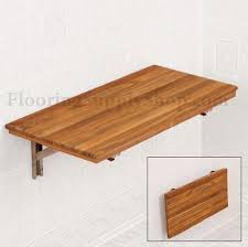 Teak Wall Mount Fold Down Bench 18 By Flooringsupplyshop Com Wall Mounted Table Wall Mounted Folding Table Fold Down Table