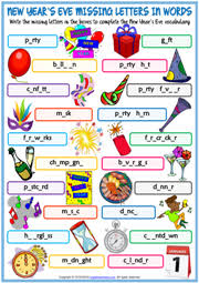 new year s eve esl vocabulary worksheets