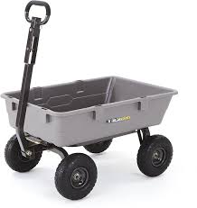 Homemade garden dump cart fabricated from cold rolled steel, angle iron, square tubing, and wood. Gorilla Carts Gor5 Com Poly Garden Dump Cart With Steel Frame And 10 Inch Pneumatic Tires 800 Pound Capacity Gray Amazon Ca Patio Lawn Garden