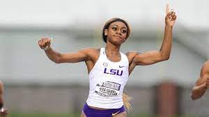 Olympic track and field trials, sha'carri richardson dyed her flowing hair orange, so it looked this weekend as if she sprinted with flames coming out the back of her head. Sha Carri Richardson Runs 10 79 To Win At Texas Meet