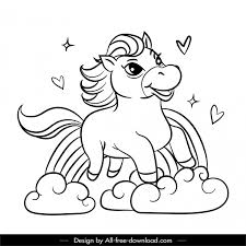 Easy directed drawing tutorial on how to draw a cute cartoon unicorn for kids & beginners. Unicorn Drawing Cute Cartoon Design Black White Handdrawn Free Vector In Adobe Illustrator Ai Ai Format Encapsulated Postscript Eps Eps Format Format For Free Download 1 08mb