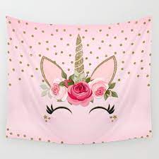 We love the personal touch a tapestry adds to a room, especially when they come in prints like cactus, floral, galaxy, and more. Pink Gold Cute Floral Unicorn Wall Tapestry By Christyne Society6