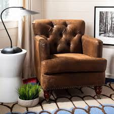 Colin Tufted Club Chair Safavieh In 2020 Tufted Club Chairs Leather Chair Living Room Club Chairs