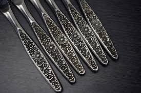 Stainless steel flatware floral pattern. Interpur Jardinera Flatware Vintage Textured Floral Dinner Knives 6pcs Stainless Steel Japan Silverware Vintage Texture Vintage Flatware Stainless Steel Flatware