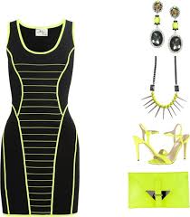 Black Neon Dress And Neon Accessories By Twinklebluegem Liked On Polyvore Neon Dresses Clothes Design Dress Accessories