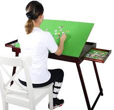 Check spelling or type a new query. Amazon Com Kcelarec Wooden Jigsaw Table Puzzle Table With Tilting Surface Larger Puzzle Table With Two Storage Drawers For 1500 Pcs Puzzles Kitchen Dining