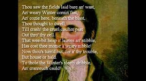 Robert Burns To A Mouse Sample Of Archaic English Difficult To Understand Robert Burns Poems Burns