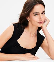 Shirred Cap Sleeve Square Neck Top