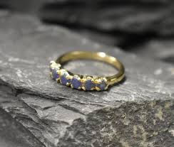 Gold Sapphire Band Sapphire Ring Natural Sapphire September Ring G