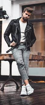 18 Street Style Biker Jacket Outfit Ideas For Men In 2019 Biker Jacket Outfit Biker Jacket Men Mens Outfits