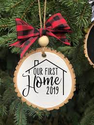 One day, one of our extra special ornaments fell off our tree and broke. Our First Home Ornament New Home Wood Slice Ornament First Etsy Wood Christmas Ornaments Christmas Wood Diy Christmas Ornaments