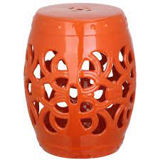 Featuring a lattice design, this iron table is both lightweight and stylish. Safavieh Imperial Vine Orange Ceramic Garden Stool Acs4539d The Home Depot