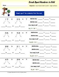 Worksheet Break Apart Numbers To Add Break Apart The Addends To Find Each Sum Math Lesson Plans Guided Math Math Lessons