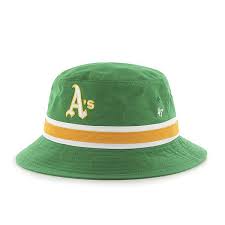Oakland Athletics Striped Bucket Bright Kelly 47 Brand Hat Oakland Athletics 47 Brand Hats