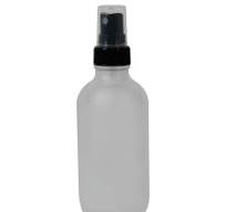 4 oz. Clear Frosted Glass Boston Round Bottle with 22/400 Black Ribbed  Finger Sprayer