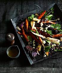 Roast Root Vegetables With Sumac Dressing Recipe Roasted Root Vegetables Food Vegetarian Recipes