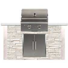 5' grill island stacked stone white