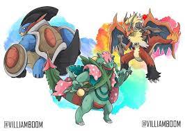 And Now What Is Your Favourite Mega Fire Water Grass Illustrated Pokemon Pokedex Pokemon Art Curious Creatures