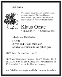 Oeste live score (and video online live stream*), team roster with season schedule and results. Traueranzeigen Von Klaus Oeste Trauer Nrw