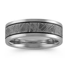 Textured Meteorite And Cobalt Mens Ring 7 5mm Rings For Men Meteorite Wedding Band Wedding Ring Bands