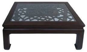 Chinese Rectangular Carved Panel Glass Coffee Table Asian Coffee Tables Coffee Table Asian Coffee Table Table