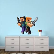Minecraft Steve And Alex Bedroom Wall Stickers Minecraft Design Decals Video Game Wall Decal Wall Stickers Bedroom Wall Stickers Minecraft Girls Wall Decals