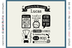 Free Birth Stats Template Baby Birth Announcement Svg Dxf Eps Png Cricut Silhouette Clean Cutting Files Crafter File More Free Psd Mockups Template