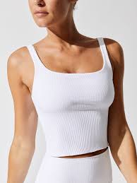 Black And White Tank Top Ribbed Tank In 2020 Ribbed Tank Tops White Crop Tank Carbon 38